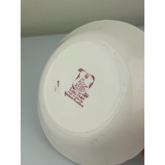 Royal Swan Historic Castle Bundle of 3 Bowls Saucer Red Transferware VTG England - Picture 16 of 16